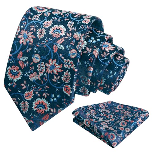 Image of Alizeal Mens 3.15inches Leaf Flower Pattern Tie Set