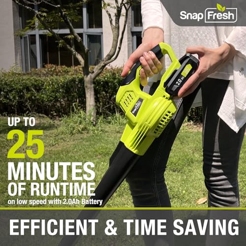 SnapFresh 20V Leaf Blower, Leaf Blower Cordless with 2.0Ah Battery & Fast Charger, 2.7lbs Lightweight Electric Leaf Blower, 2 Speed Modes for Lawn, Patio, Yard & Sidewalk Care by SnapFresh - Image 4
