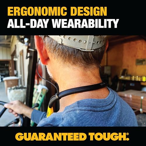 Image of DEWALT Heavy Duty 2-in-1 Neckband Bluetooth Headphones w /Built-in Speakers, Jobsite Wearable Speaker & Around Neck Headphones, Wireless Bluetooth Headset, 60+ Hrs Hands-Free Music /Calls, Carry Pouch