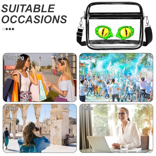 Dinosaur Eyes Large Crossbody Bag Clear Stadium Bag Anti-Theft Side Shoulder Bags Messenger Bag with 2 Compartments4