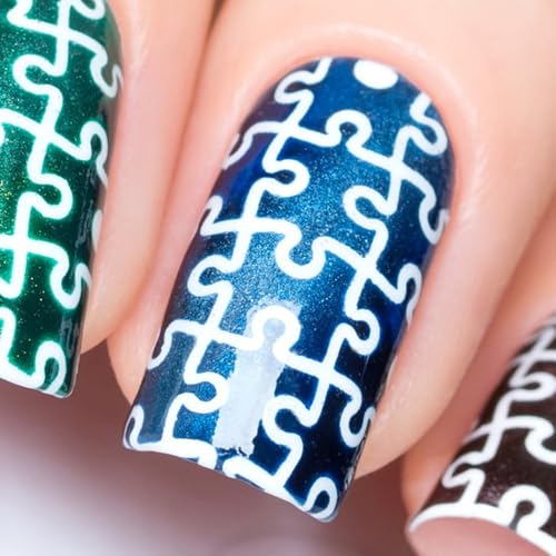 Whats Up Nails - Puzzles Vinyl Stencils for Nail Art Design (2 Sheets, 24 Stencils Total)