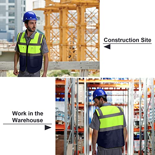 Work Vest For Women With Pockets - High Visibility Reflective Vests Neon Yellow Color, Zipper Front Reflective Safety Vests Walking Vest For Men Women Rider At Night Working, Road, Construction (M) #TOP1