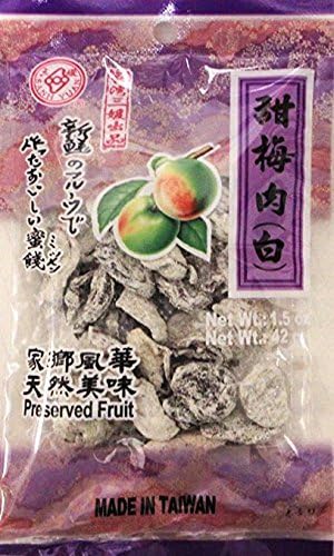 甜梅肉（白) Taiwain Fruit King Sanh Yuan sweet preserved Dried Prune (white) 1.5oz (3 pack)