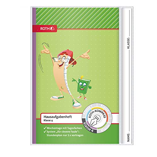 ROTH Kompass-Hausaufgabenheft 4. Klasse - A5 für Clevere Faule mit Tagesfarben - Grundschulheft