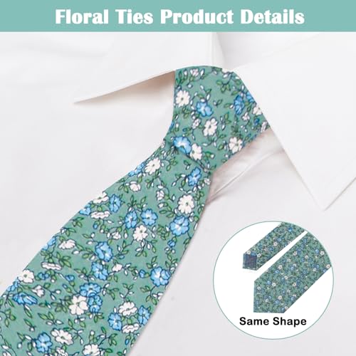 Image of Mantieqingway Men Skinny Tie Cotton Floral Necktie for Wedding Groomsmen Tie