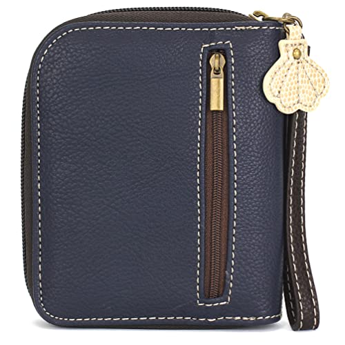 Image of CHALA Zip Around Wallet, Wristlet, 8 Credit Card Slots, Sturdy Pu Leather - Flip Flop - Navy