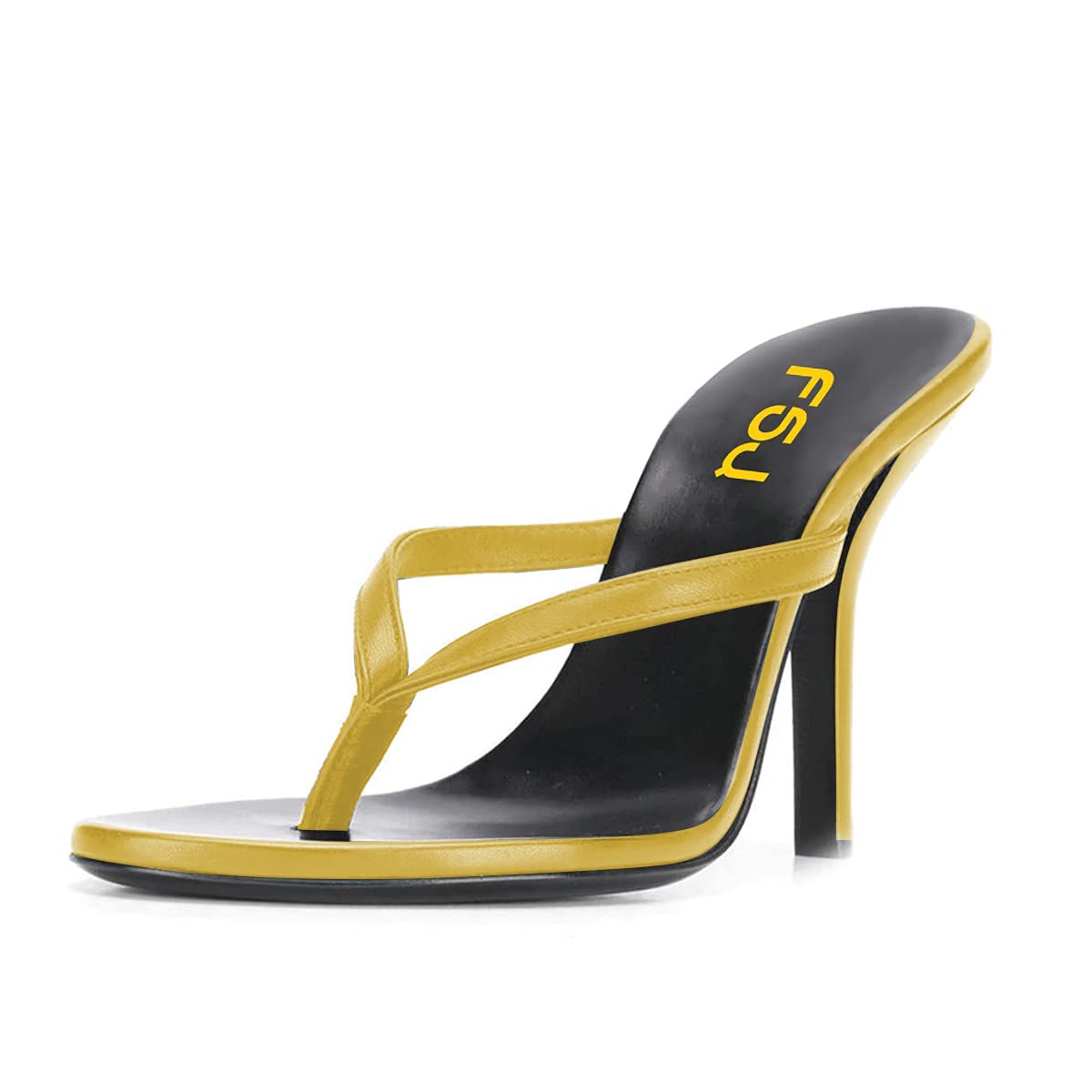 FSJ Women Fashion Thong Flip Flops Stiletto High Heels Slip On Almond Toe Casual Sandals Summer Beach Dressy Slipper Comfy Shoes