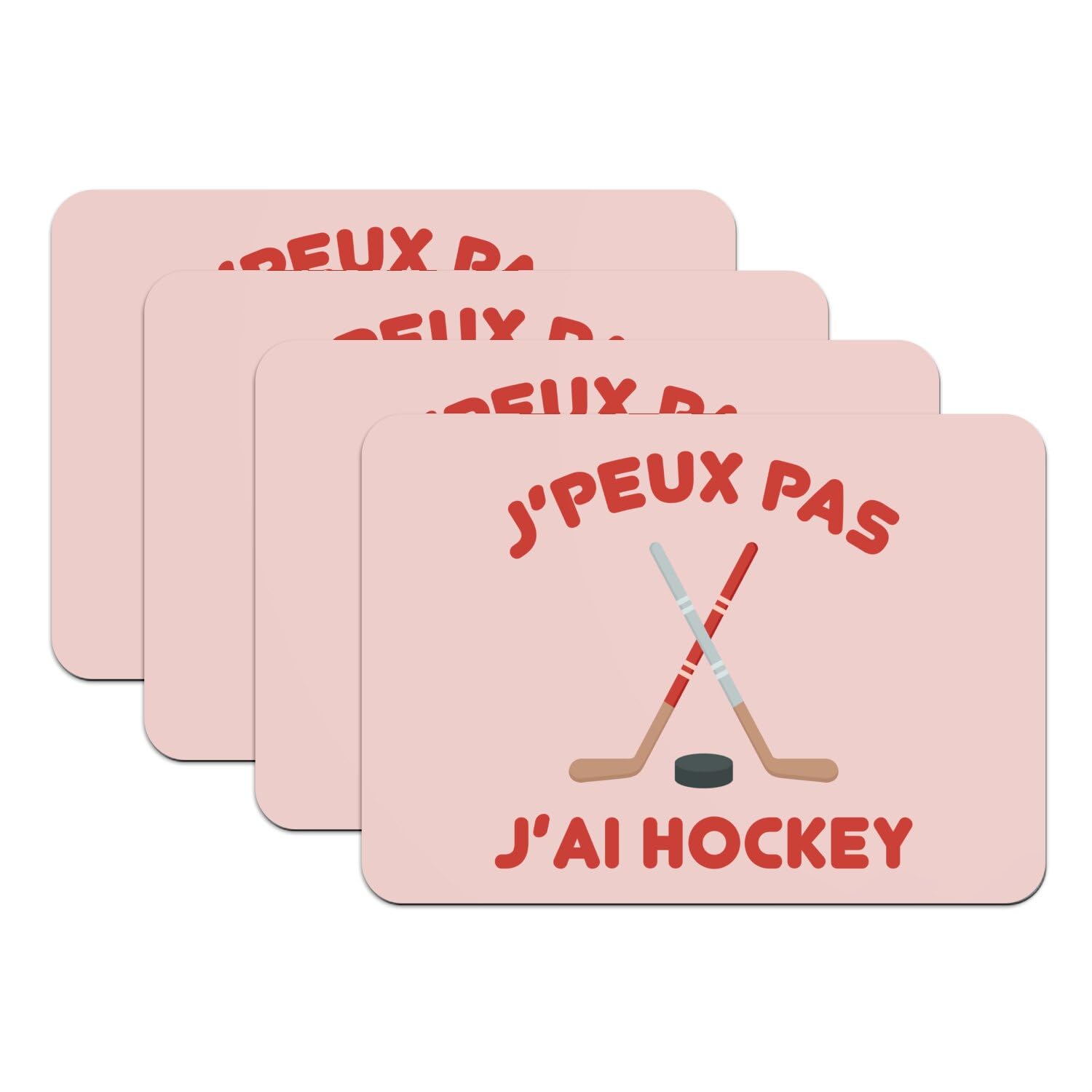 Lot de 4 sets de table hockey rose antidérapants pour repas de famille d'hiver