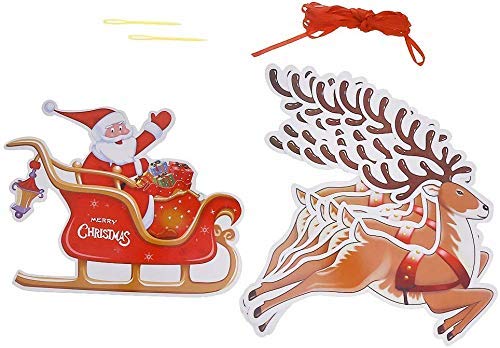 VEYLIN-Christmas-Reindeer-Bunting-Santa-Sleigh-Banners-for-Party-Decoration