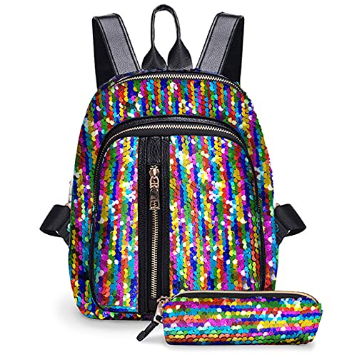 Mini Backpack for Girls Small Women Glitter Backpacks Teens Sequin Book Bag Purses Cute Shoulder Bag for Travel Shopping