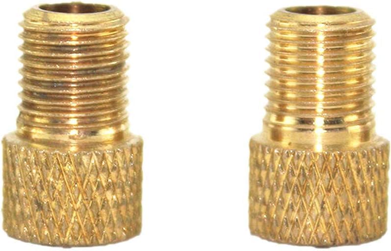 2Pcs Gold Valve Adaptors, Convert Presta to Schrader Adapter for Bike, Inflate Tire Using Standard Pump or Air Compressor,Decorative for Bicycle Valve Caps