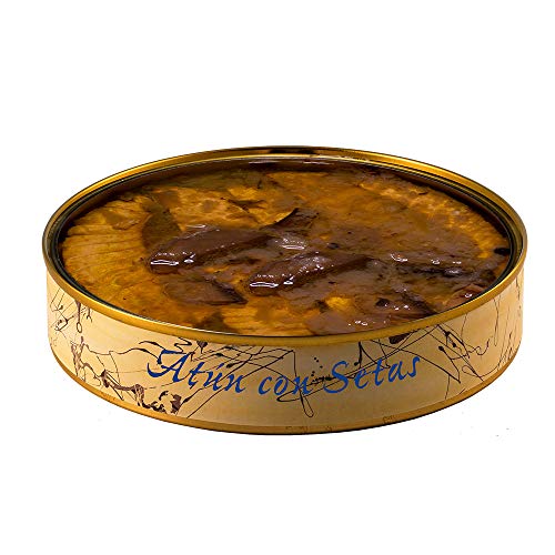 Ventresca de Atún con setas en Aceite de Oliva de 280 gramos | Conservas de pescado El Ronqueo | Conserva gourmet elaborada artesanalmente en Barbate (España)