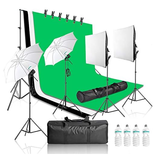 Emart 2000W Photography Video Studio Lighting Kit, Softbox Umbrella Continuous Photo Lighting, 8.5 x 10 Feet Backdrop Stand Support System, 3 Muslin Backdrops