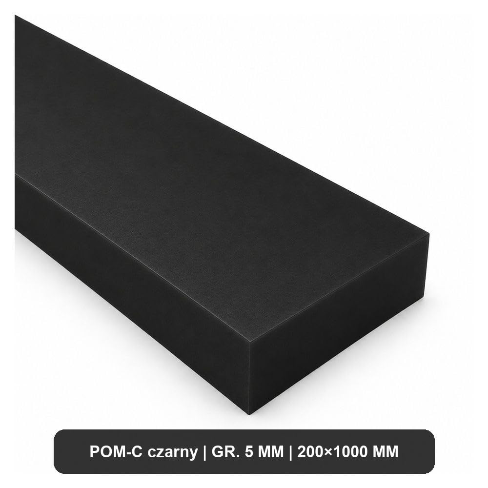 POM-C Platte schwarz, 5 mm, Zuschnitt 200 × 1000 mm