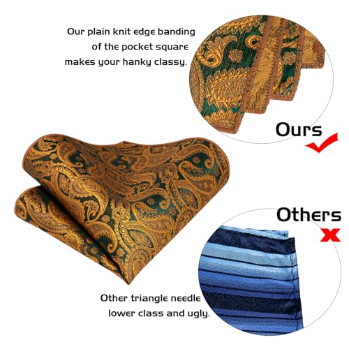 Image of 5PCS Mens Premium Silk Tie, Pocket Square, Cufflinks, Drilled Tie Ring and Lapel Pin Set for Wedding Groom Party