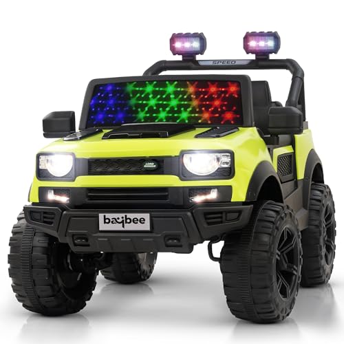Image of Baybee Rover 4x4 Battery Operated Jeep for Kids, Ride on Toy Kid Car with RGB Windshield Light & Music | Baby Big Battery Cars | Electric Jeep Car for Kids to Drive 2 to 6 Years (Fluorescent Green)