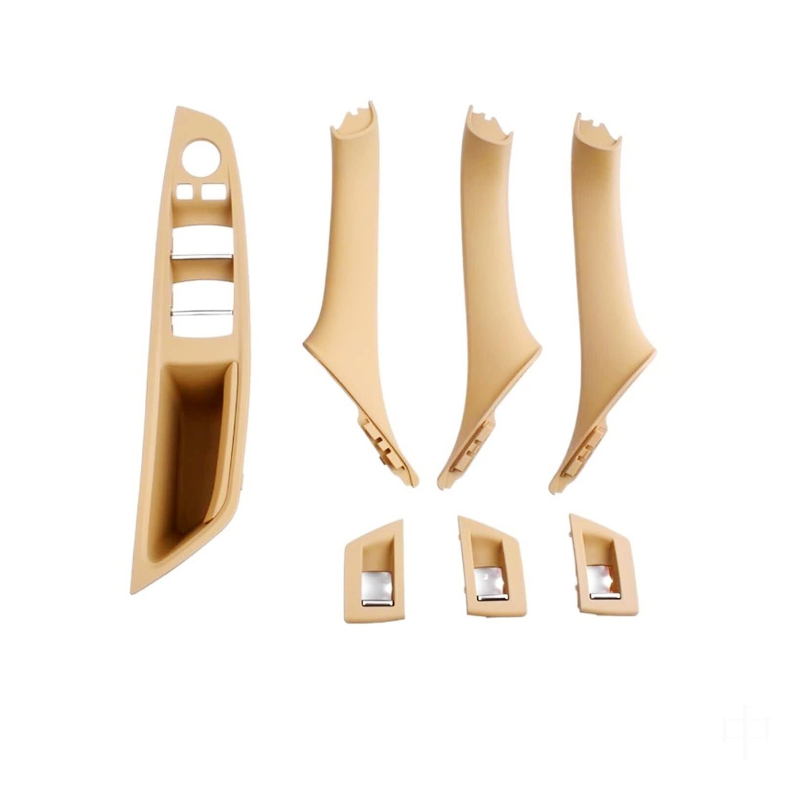 GTDTKGANAK for BMW 5 for Series F10/F11/F18 2010-2017 Interior Door Handle Set Interior Door Panel Handle Decorative Covers(Beige Lhd 7pcs)