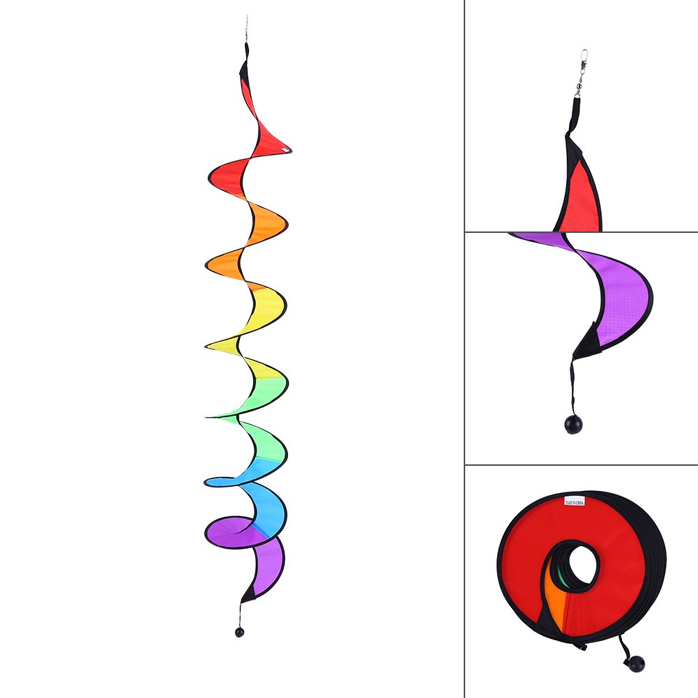 Girandola pieghevole a spirale per tenda, giardino, cortile, decorazione accattivante in tessuto di nylon resistente, rotazione automatica, comoda da trasportare in campeggio e picnic