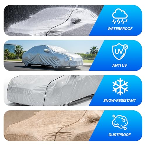 Image of KINGSWAY SilverTech 100% Waterproof Car Cover Only with Tata Curvv EV (Year 2024 Onwards - All Model) | Mirror and Antenna Pockets | Scratchproof | All Weather Car Body Cover