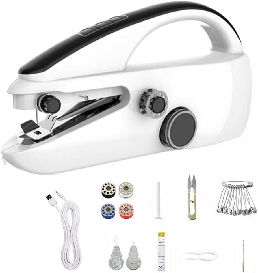 Mini Portable Hand Sewing Machine Quick Handy Stitch Sew Needlework Cordless Clothes Fabrics Household Electric Sewing Machine