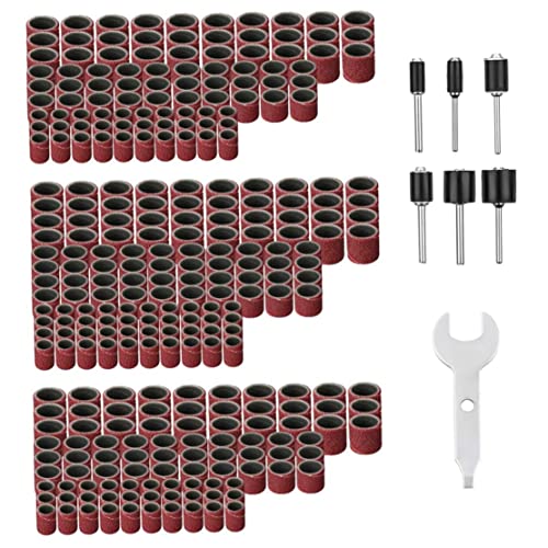 Drum Sander Set Sanding Drum Kit Sand Paper Sanding Band Sleeves Mandrels Wrench for Rotary Tool 307PCS Kit