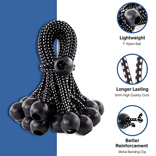 Kotap BB-6B Ball Bungee Cord, Heavy-Duty & Versatile, Indoor & Outdoor, Tarp Tie-Down, Organize & Secure, 6-Inch, Black, 25 Pack by Kotap - Image 2