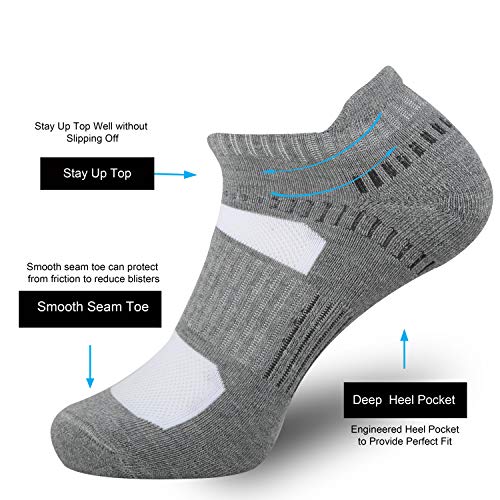 Onke Unisex No Show Socks With Mesh Ventilating Comfort Fit Performance Tab Cushioned For Running Athletic Sport Exercise(Gray S) #TOP2