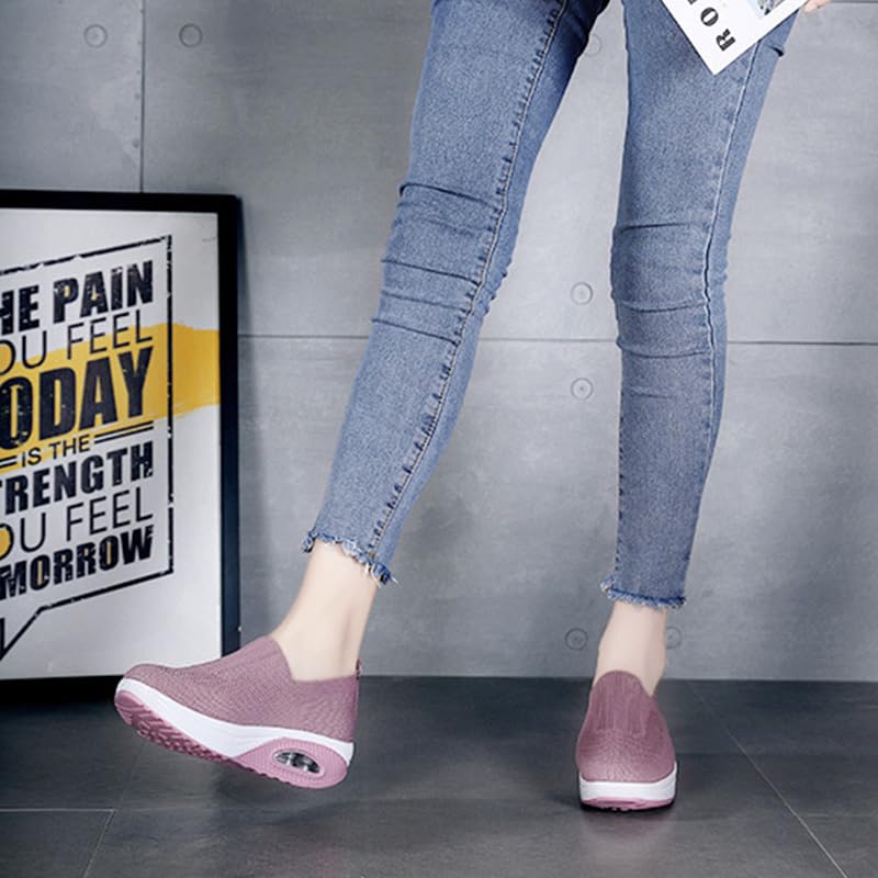 Women's Orthopedic Mesh Air Cushion Walking Shoes Slip-on Platform Casual Wedge Rocker Sneakers Light Breathable Arch Support Diabetic Nursing Nurse2