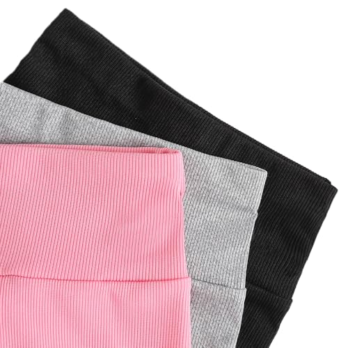 Toddler Girl Clothes Set - Solid Color High Waisted Shorts for Little Girls - 3 Pack Summer Shorts Size (3-7T)3