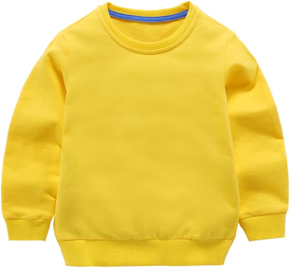 AIWUHE Toddler Boys Girls Solid Pullovers Sweatshirt Long Sleeve T-Shirt Kids Cotton Crewneck Thin Tops 1-8 Years Blouse