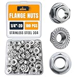 ALBO 100 PCS 1/4-20 Nut Hex Flange Lock – Stainless Steel 304 SAE Nuts Set in Reusable Box – Hardware for Automotive & DIY
