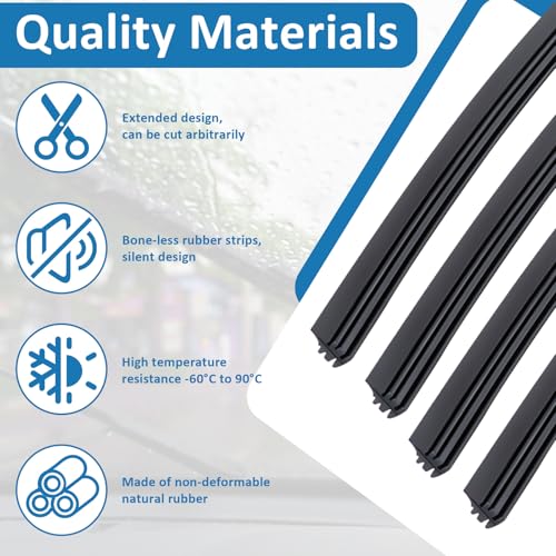 Image of BFXM 4Pcs Wiper Blade Refill, 28 inch DIY Adjustable Wiper Blade Refill | Universal Replacement for Front and Rear Windshield Wiper Baldes Rubber Strip for Car, Truck, SUV