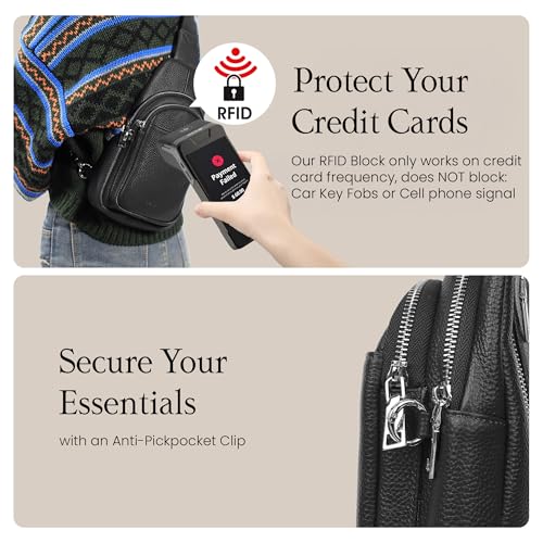 befen Genuine Leather Small Sling Bag for Women Anti-Theft Crossbody Chest Bags Fanny Packs for Travel with RFID Card Slots3