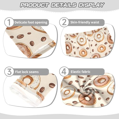 ALAZA Girls' Leggings Children's Yoga Pants Skinny Printed Dance Donuts Coffee Beans Comfortable 4T2