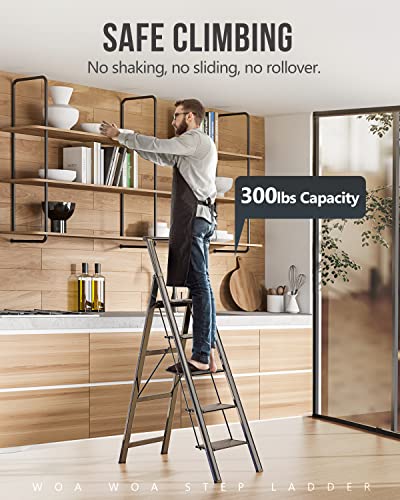 WOA-WOA-5-Step-Ladder-Lightweight-Aluminum-Ladder-with-Handgrip-Portable-Folding-Stepladder-with-Anti-Slip-Pedal-for-Home-Office-Kitchen-300lbs-Black