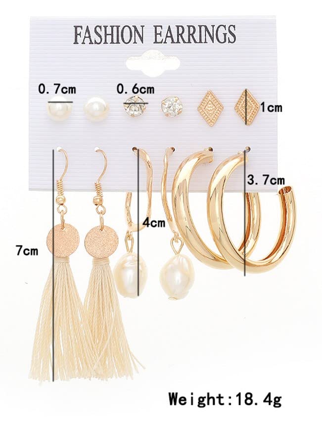 Image of ANNACREATIONS Stylish combo of pearl stud hoop earrings set for Women Girls