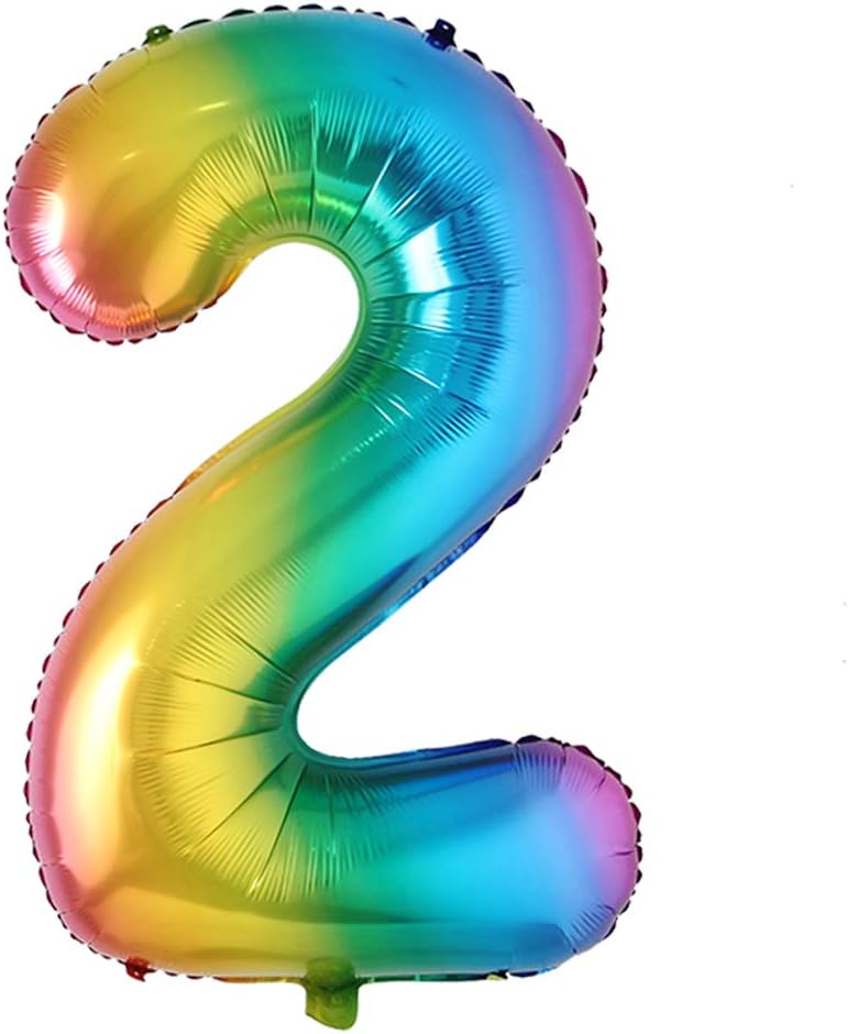 40inch Big rainbow Foil Birthday Balloon Helium Number Balloons Happy Birthday Party Decorations Kids Figures Wedding Air ball (40 inch Color 2)