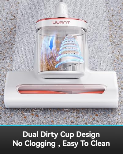 Image of uwant Bed Cleaner with 16Kpa Suction Metal Roller 253.7nm Uv-c Light Mattress Vacuum Cleaner 36000RPM /Min 149℉ Heating HEPA Filter&Ultrasonic Mattress Vacuum for Sofa, Pillow, Bed Throws Set of 1