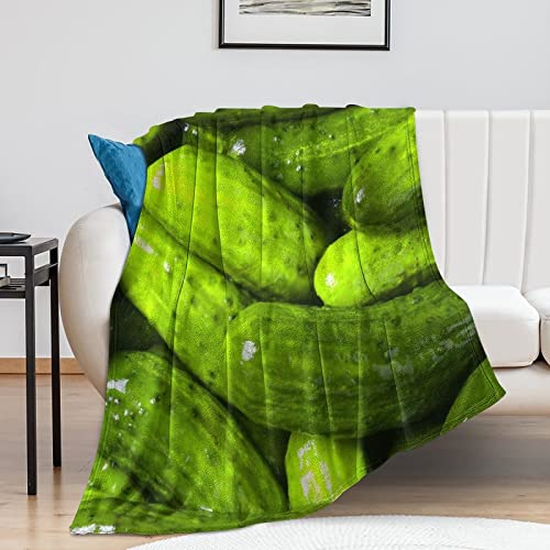 3D Funny Realistic Food Green Pickles Cucumbers Flannel Fleece Throw Blankets 50"X40" Soft Cozy Fluffy Winter Fall Blanket Cozy Soft Fuzzy Plush Home Decor For Couch Bed Sofa Living Room Bedroom #TOP5