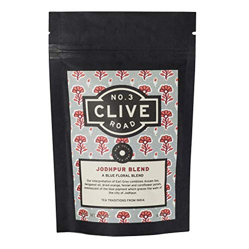 Image of Clive Road Earl Grey Tea - 60+ Cups, Premium Tea Tin, 100% Natural Bergamot, Orange & Cornflower Petals, Delicious Citrusy & Earthy Flavour, Brew as Hot or Iced, 125 g (Jodhpur Pouch-50g)