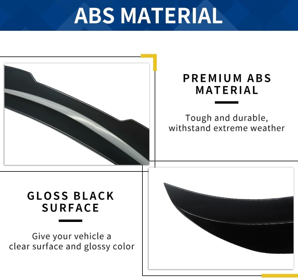 E90 Trunk Spoiler PSM-Style Compatible with (2005-2012) 3-Series E90 Sedan / M3 Sedan Gloss Black