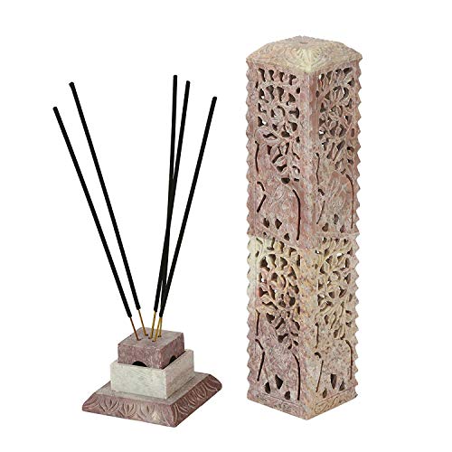 Carry Me Handmade Marble Soapstone Incense Stick Burner | Candle Stick Holder | Tea Light Stand - Perfect Elephant Carving For Gifting. Decorative Home And Kitchen Decor (3 X 3 X 11 Inches) #TOP1