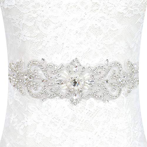 Rhinestone Belt Bridal Crystal Pearl Wedding Sash Bead Trim Women Gowns Sash
