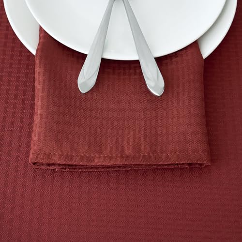 Image of maxmill Fall Cloth Napkins 20 x 20 Inch Weaved Pattern Soft Comfortable and Luxury Serviette for Harvest Thanksgiving Family Dinners Weddings Parties and Banquets Set of 4 Pieces, Rustic Brick