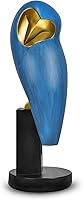 Heakrit Blue Owl Statue - Handmade Mid-Century Modern Resin Figurine, Vintage Home Decor Accent for Living Room, Office & Owl Lover Gifts