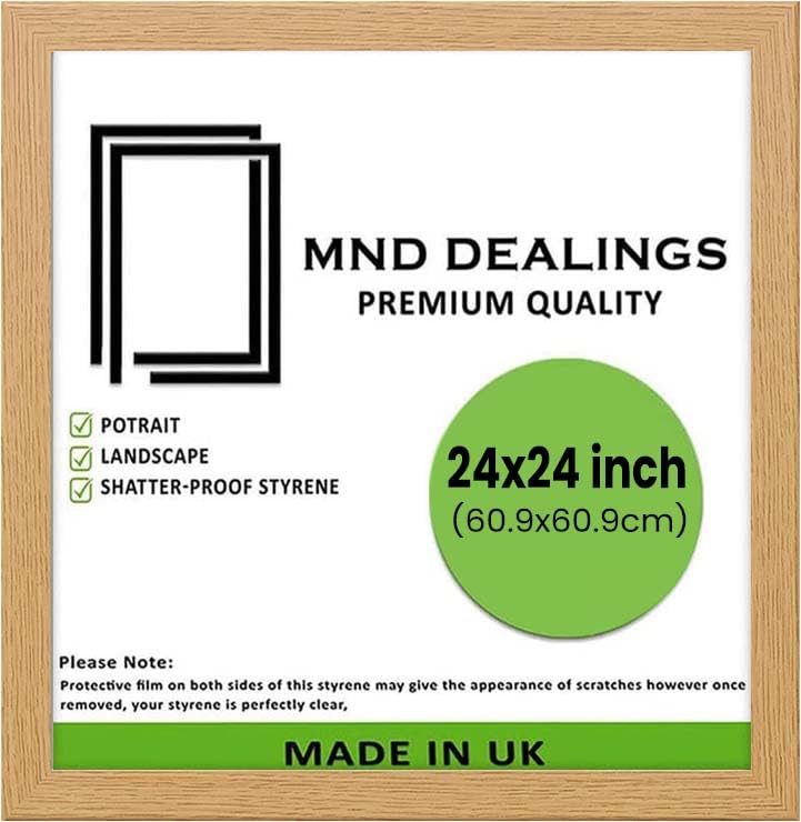 MND Dealings | MDF Picture Frame (60 x 60 CM) Ideal for Wall Gallery, Art & Portrait Display, 24X24 Inch Beautiful Room Interior & Office Décor Frame [ Oak ]