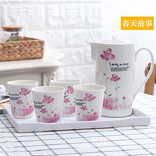 CUPWENH Ceramic Cold Kettle Kit Water Bowl Dining-Room With Tray With The Household Water-Resistant Coffee Jug Of Coffee Mugs, Sect,E,Tea Service,Coffee Set