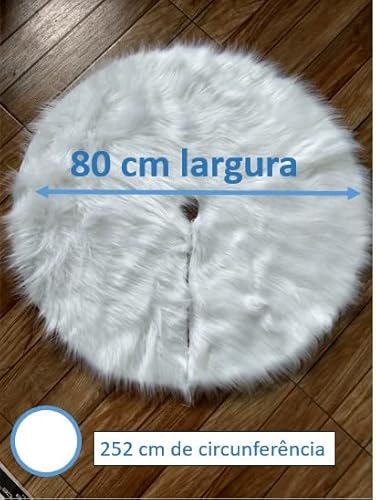 Saia P/Arvore De Natal Pelúcia Pelo Alto 7cm Branco 80cm