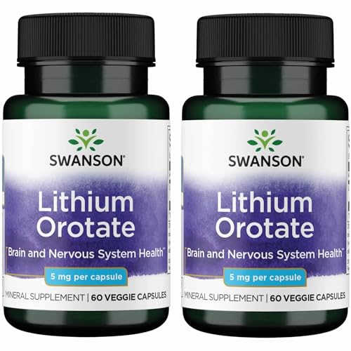 Swanson Lithium Orotate Mood and Memory Support Supplement for Stress-Prone Adults Seeking Emotional Wellness - 5 mg Elemental Lithium (60 Veggie Capsules, 2 Pack) Swanson Lithium Orotate Mood and Memory Support Supplement for Stress-Prone Adults Seeking Emotional Wellness - 5 mg Elemental Lithium (60 Veggie Capsules, 2 Pack)