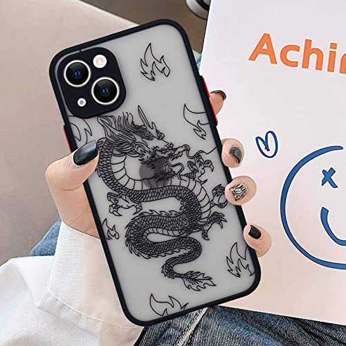 Urarssa Compatible With Iphone 13 Case Fashion Cool Dragon Animal 3D Pattern Design Frosted Pc Back Soft Tpu Bumper Shockproof Protective Case Cover For Iphone 13, Black #TOP1
